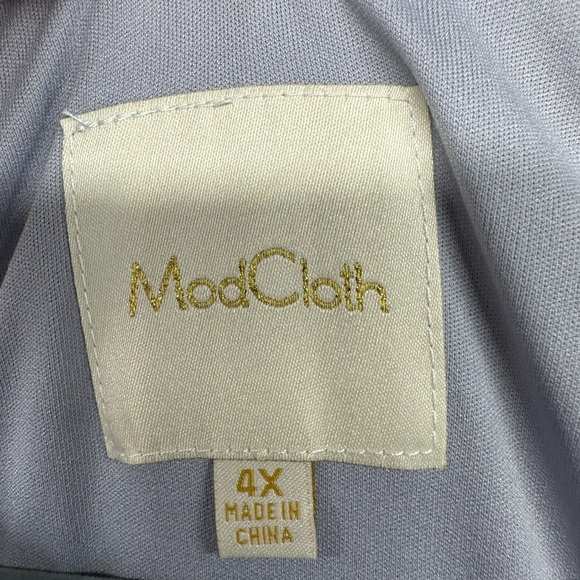 Modcloth Gray Silver Metallic Stripe Dress High Neck Keyhole Pocket Plus Size 4X - Picture 3 of 12